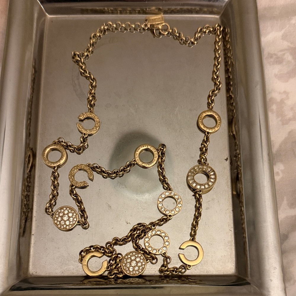 Coach Gold-Tone Necklace with Sparkling Accents